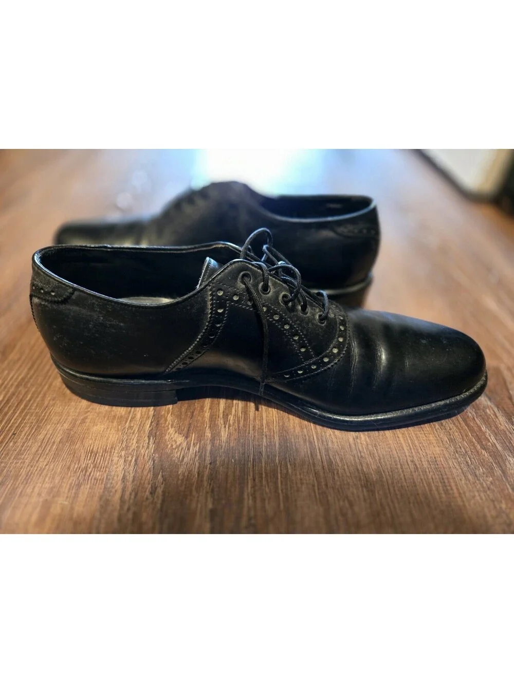 Vintage Footjoy FJ Mens Leather Oxford Dress Shoes Black Size 12 A 73973